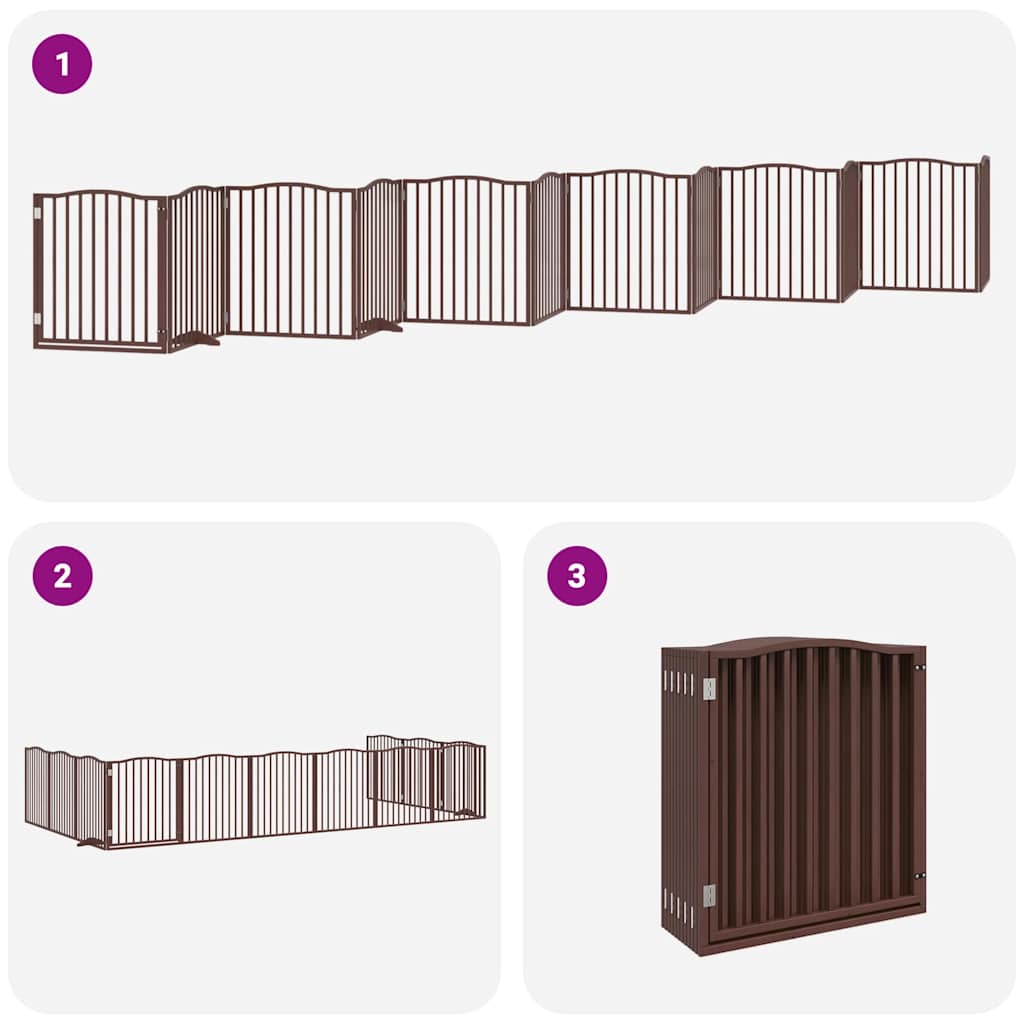 Cancello Cani Porta Pieghevole Marrone 12 Pannelli 960cm Pioppo