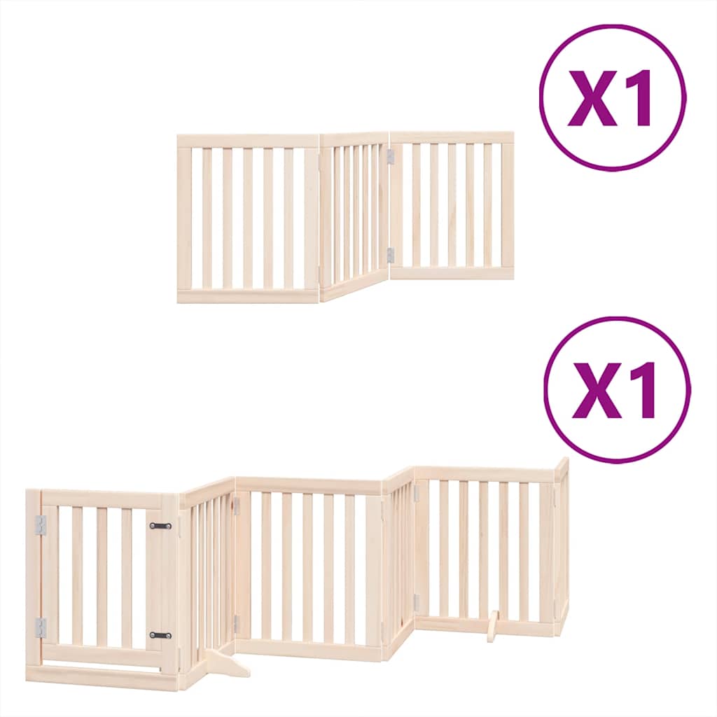 Cancello per Cani con Porta Pieghevole 9 Pannelli 450 cm Pioppo