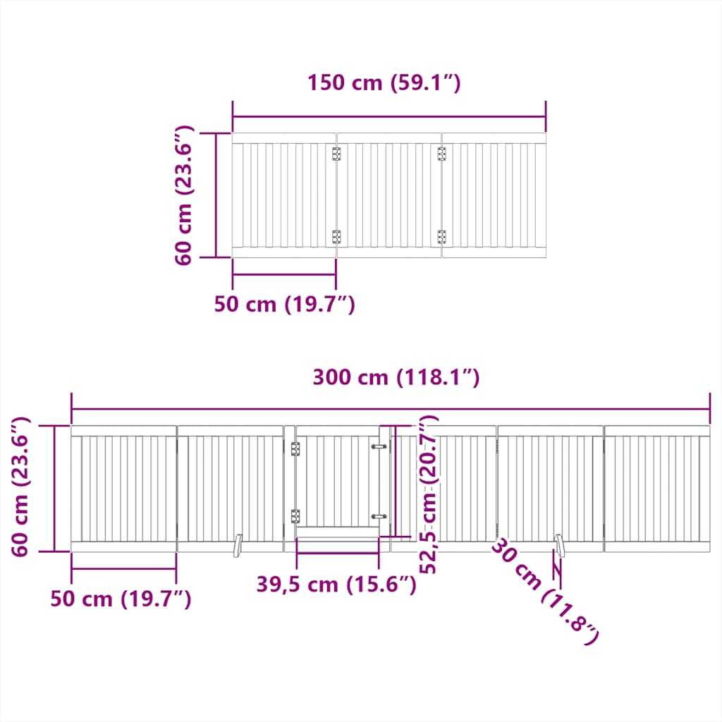 Cancello per Cani Porta Pieghevole 12 Pannelli 300 cm in Pioppo