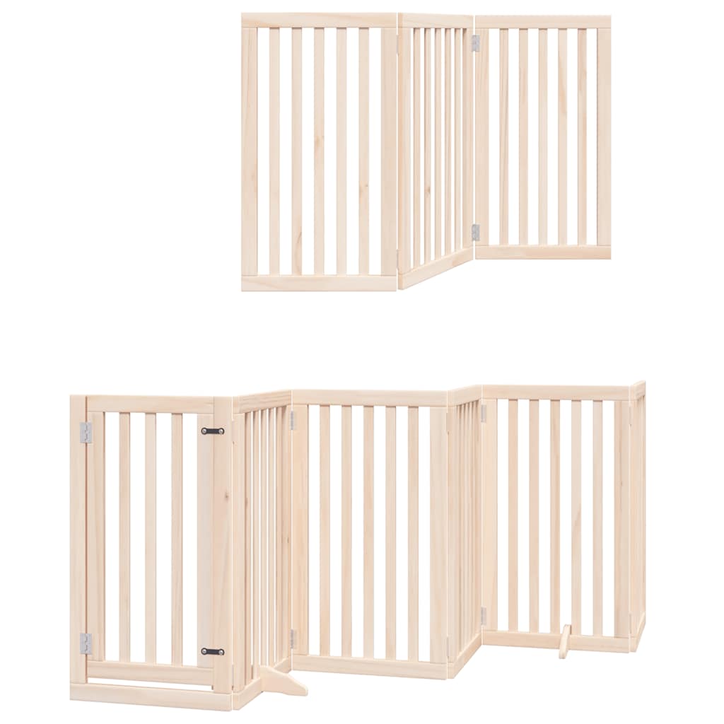 Cancello per Cani con Porta Pieghevole 9 Pannelli 450 cm Pioppo