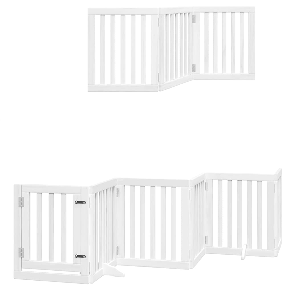 Cancello Cani Porta Pieghevole Bianco 9 Pannelli 450 cm Pioppo