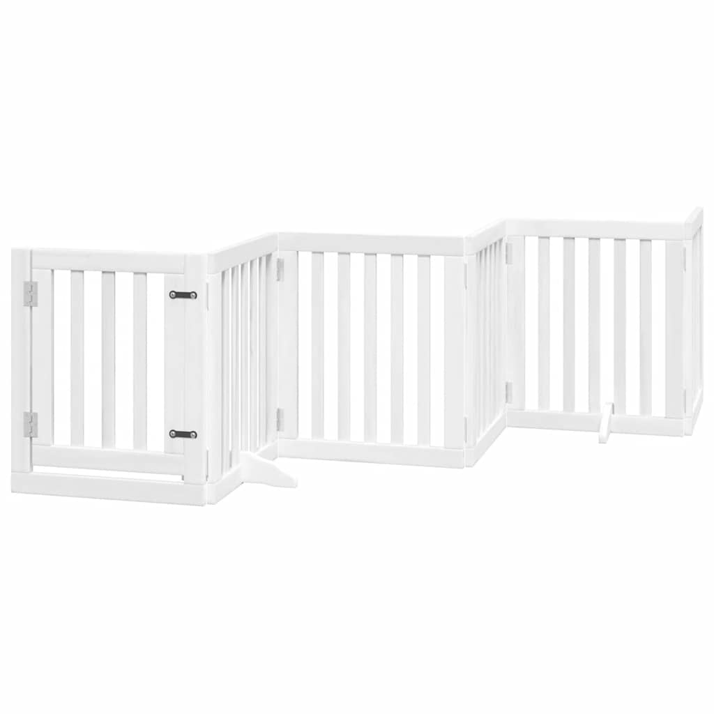 Cancello Cani Porta Pieghevole Bianco 12 Pannelli 600 cm Pioppo