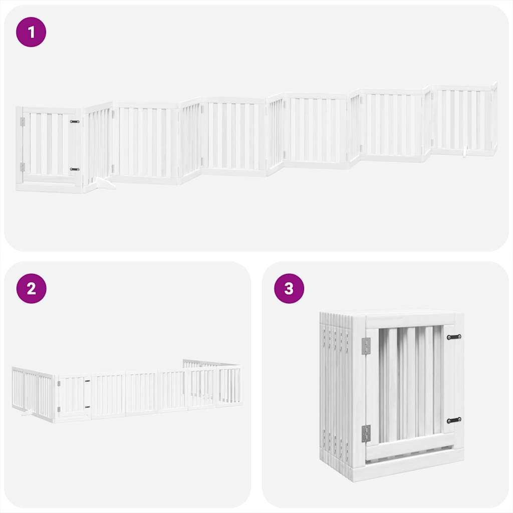 Cancello Cani Porta Pieghevole Bianco 12 Pannelli 600 cm Pioppo