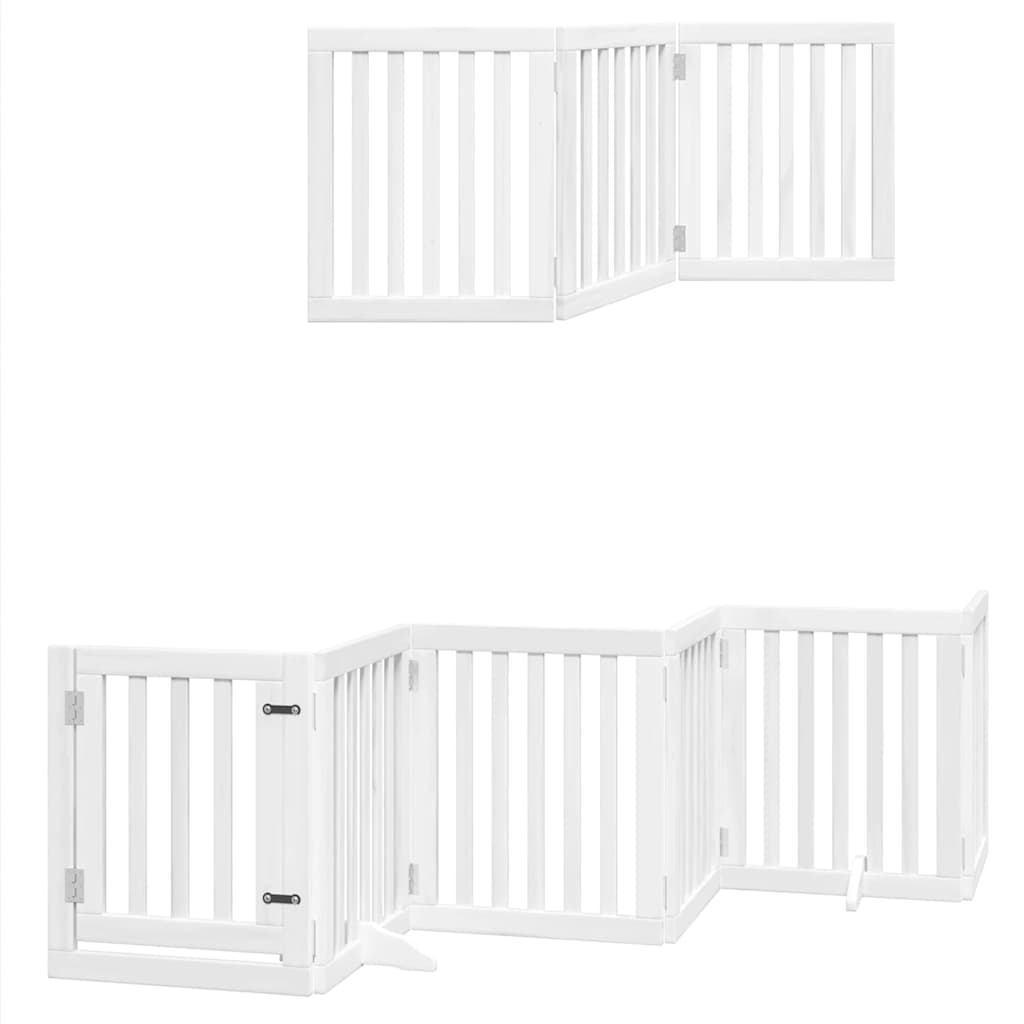 Cancello Cani Porta Pieghevole Bianco 15 Pannelli 750 cm Pioppo