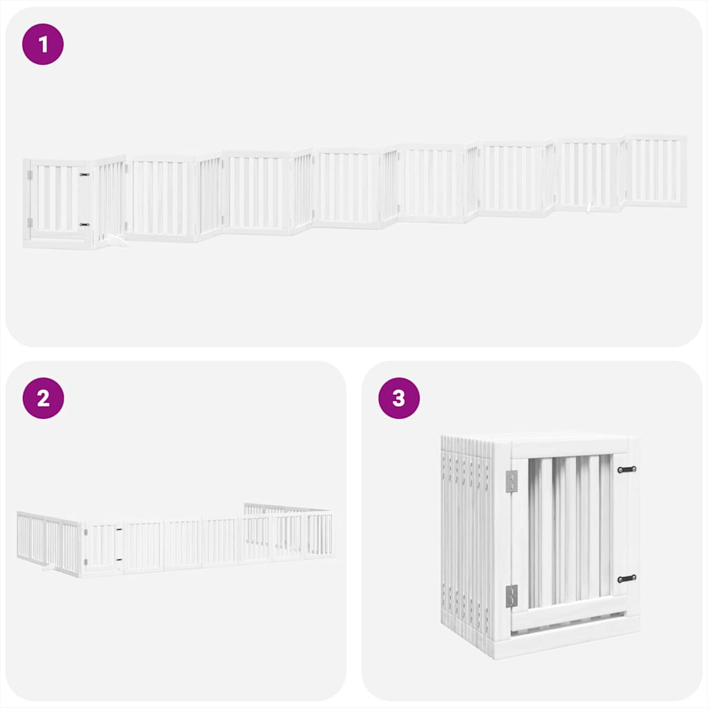 Cancello Cani Porta Pieghevole Bianco 15 Pannelli 750 cm Pioppo