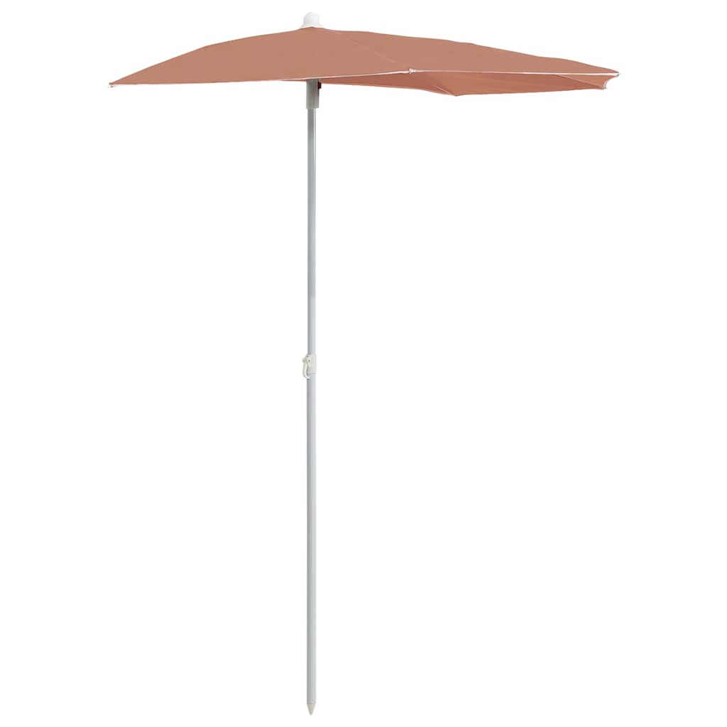 Ombrellone Semicircolare da Giardino e Palo 180x90cm Terracotta