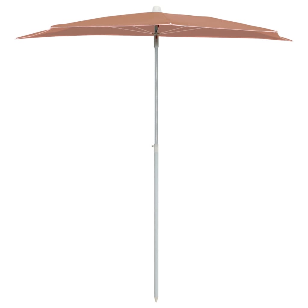 Ombrellone Semicircolare da Giardino e Palo 180x90cm Terracotta