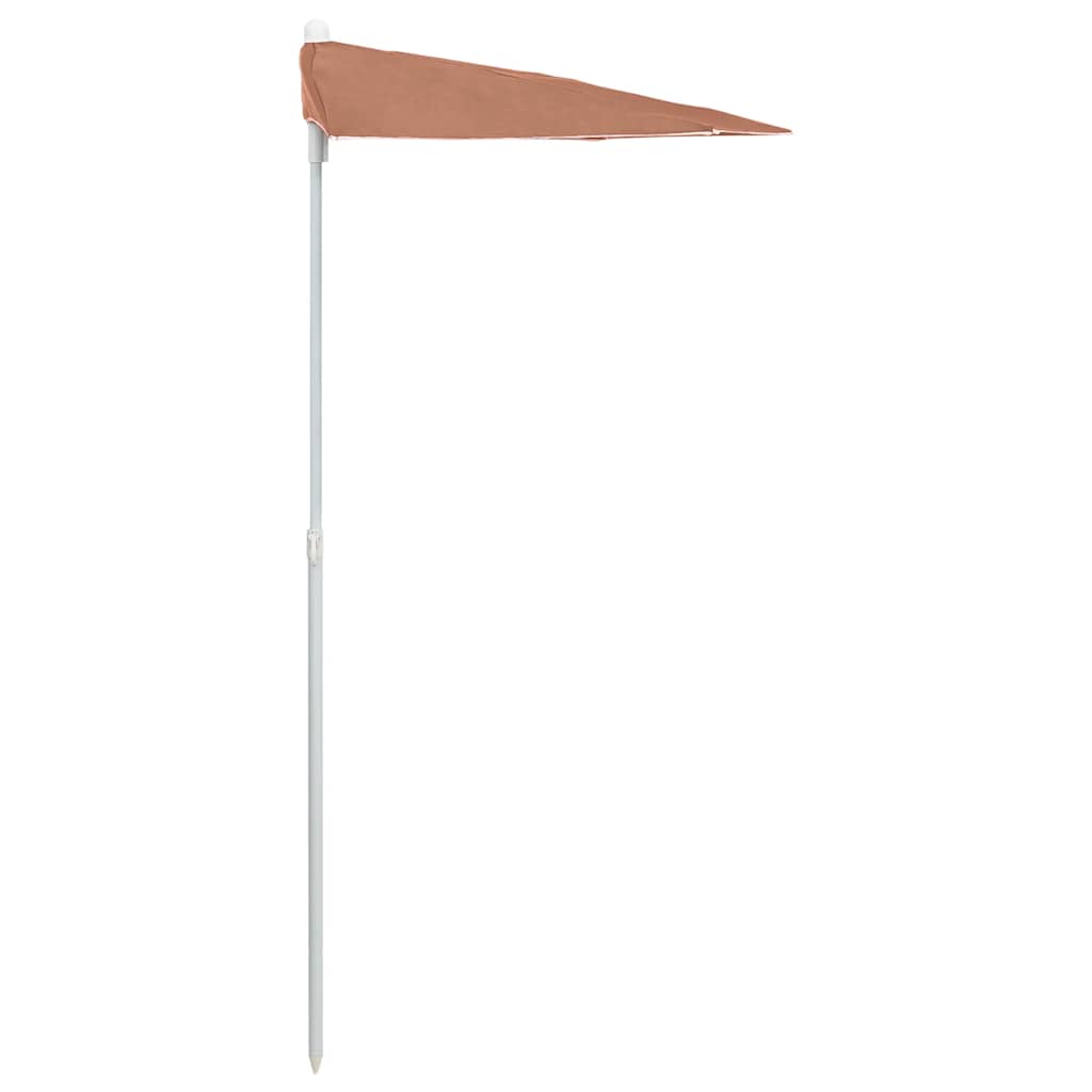 Ombrellone Semicircolare da Giardino e Palo 180x90cm Terracotta