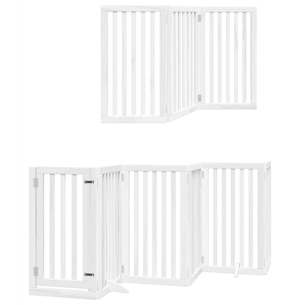Cancello Cani Porta Pieghevole Bianco 9 Pannelli 450 cm Pioppo