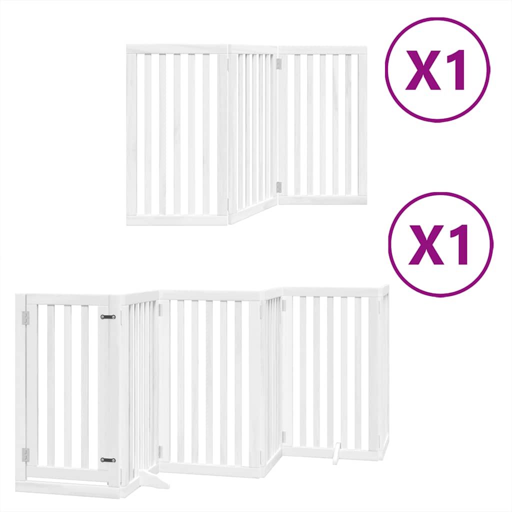 Cancello Cani Porta Pieghevole Bianco 9 Pannelli 450 cm Pioppo