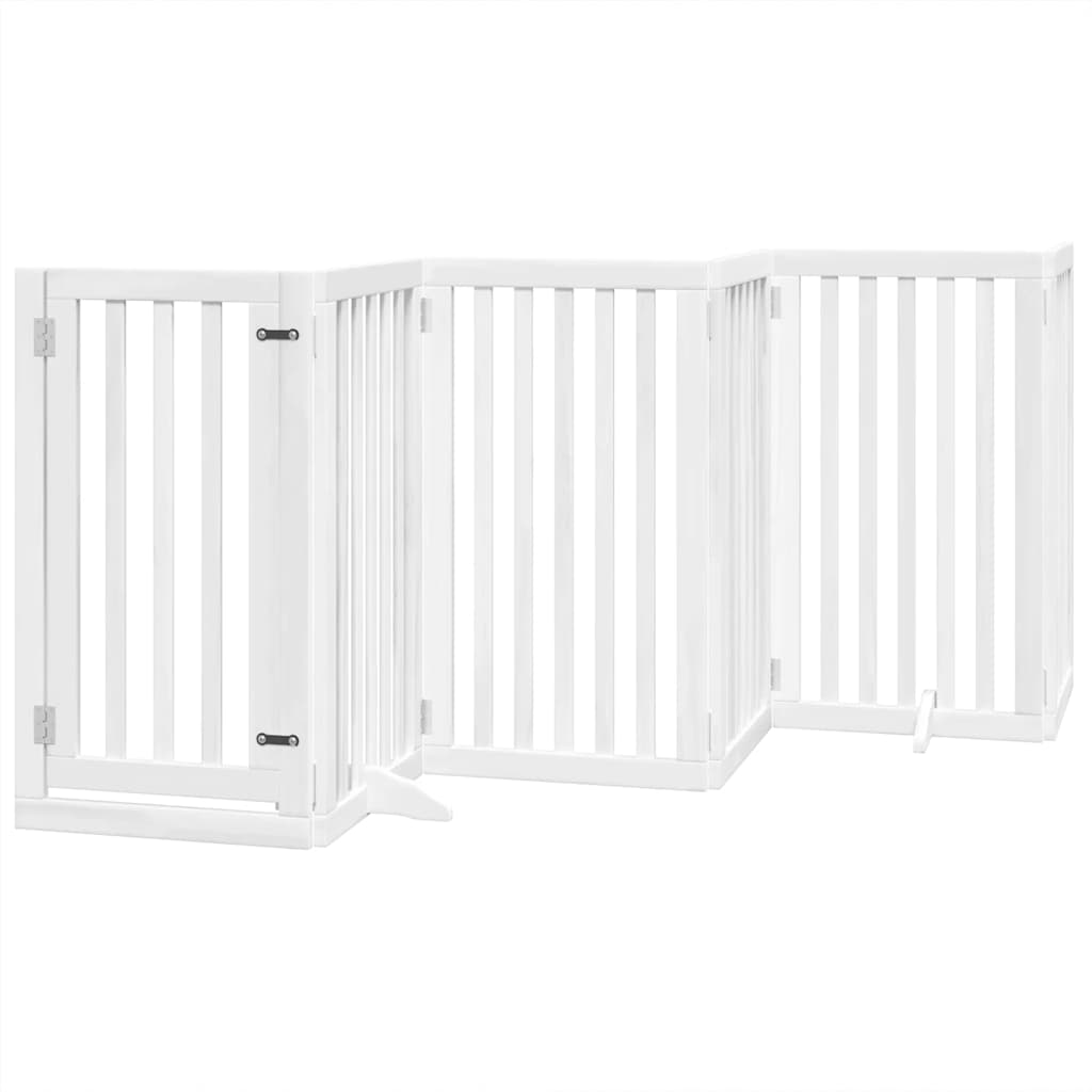 Cancello Cani Porta Pieghevole Bianco 9 Pannelli 450 cm Pioppo