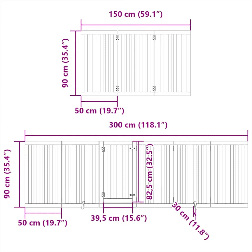 Cancello Cani Porta Pieghevole Bianco 15 Pannelli 750 cm Pioppo