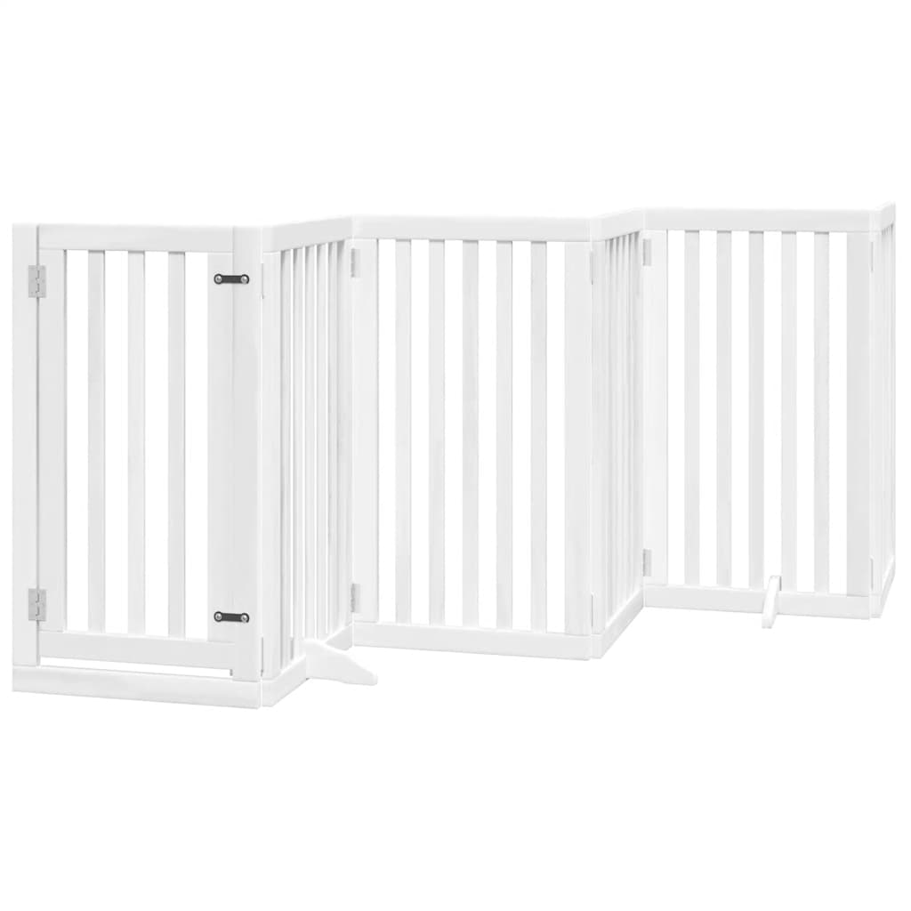 Cancello Cani Porta Pieghevole Bianco 15 Pannelli 750 cm Pioppo