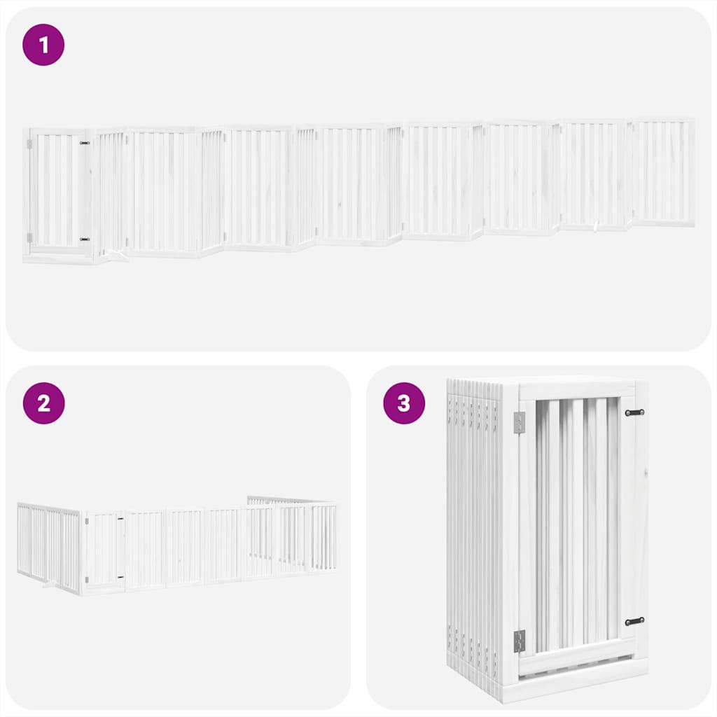 Cancello Cani Porta Pieghevole Bianco 15 Pannelli 750 cm Pioppo