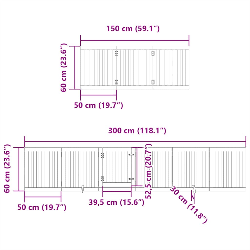 Cancello per Cani Porta Pieghevole Nero 9 Pannelli 450cm Pioppo