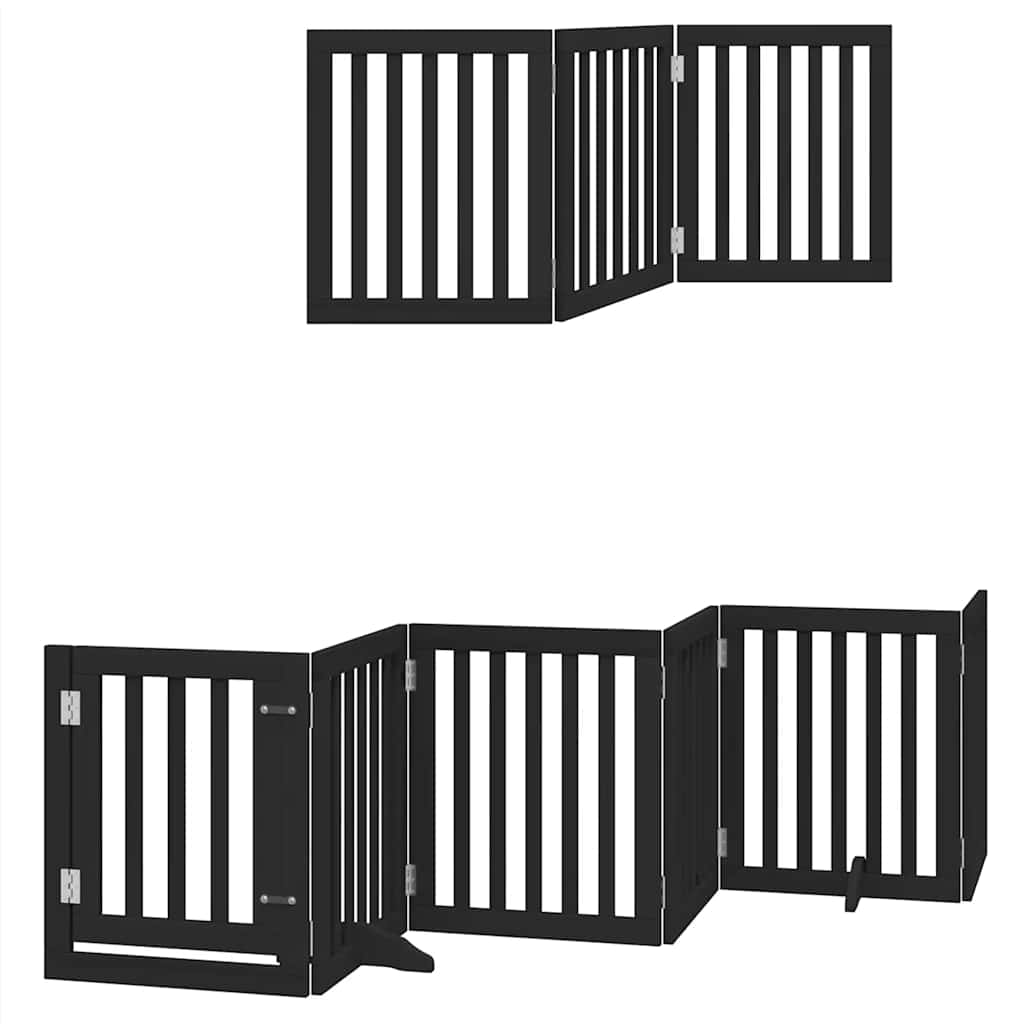 Cancello per Cani Porta Pieghevole Nero 9 Pannelli 450cm Pioppo