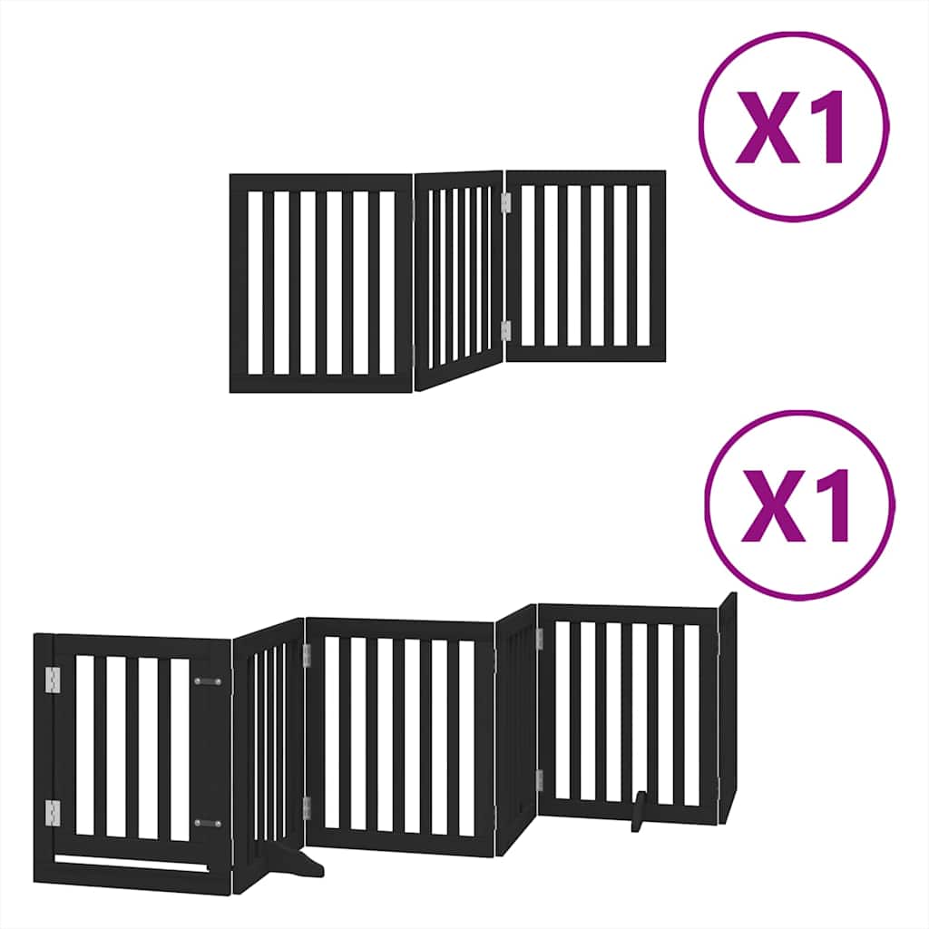 Cancello per Cani Porta Pieghevole Nero 9 Pannelli 450cm Pioppo