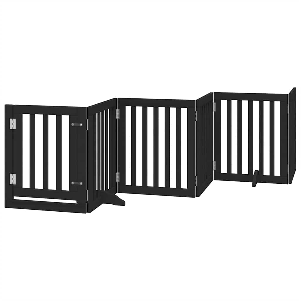 Cancello per Cani Porta Pieghevole Nero 9 Pannelli 450cm Pioppo
