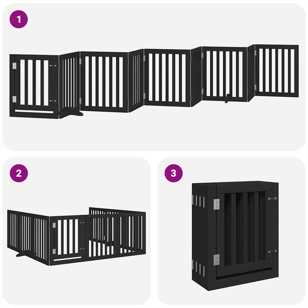 Cancello per Cani Porta Pieghevole Nero 9 Pannelli 450cm Pioppo
