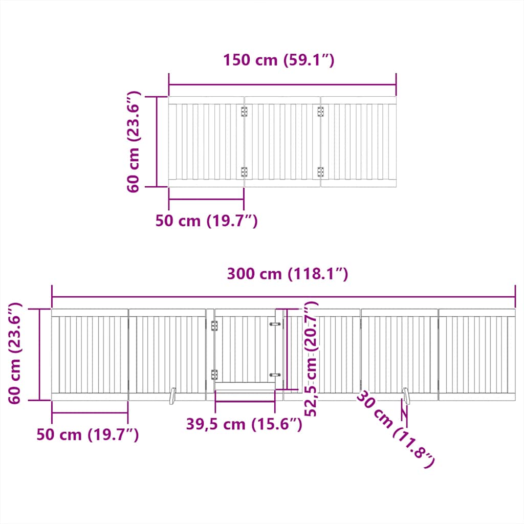 Cancello Cani Porta Pieghevole Nero 12 Pannelli 600 cm Pioppo