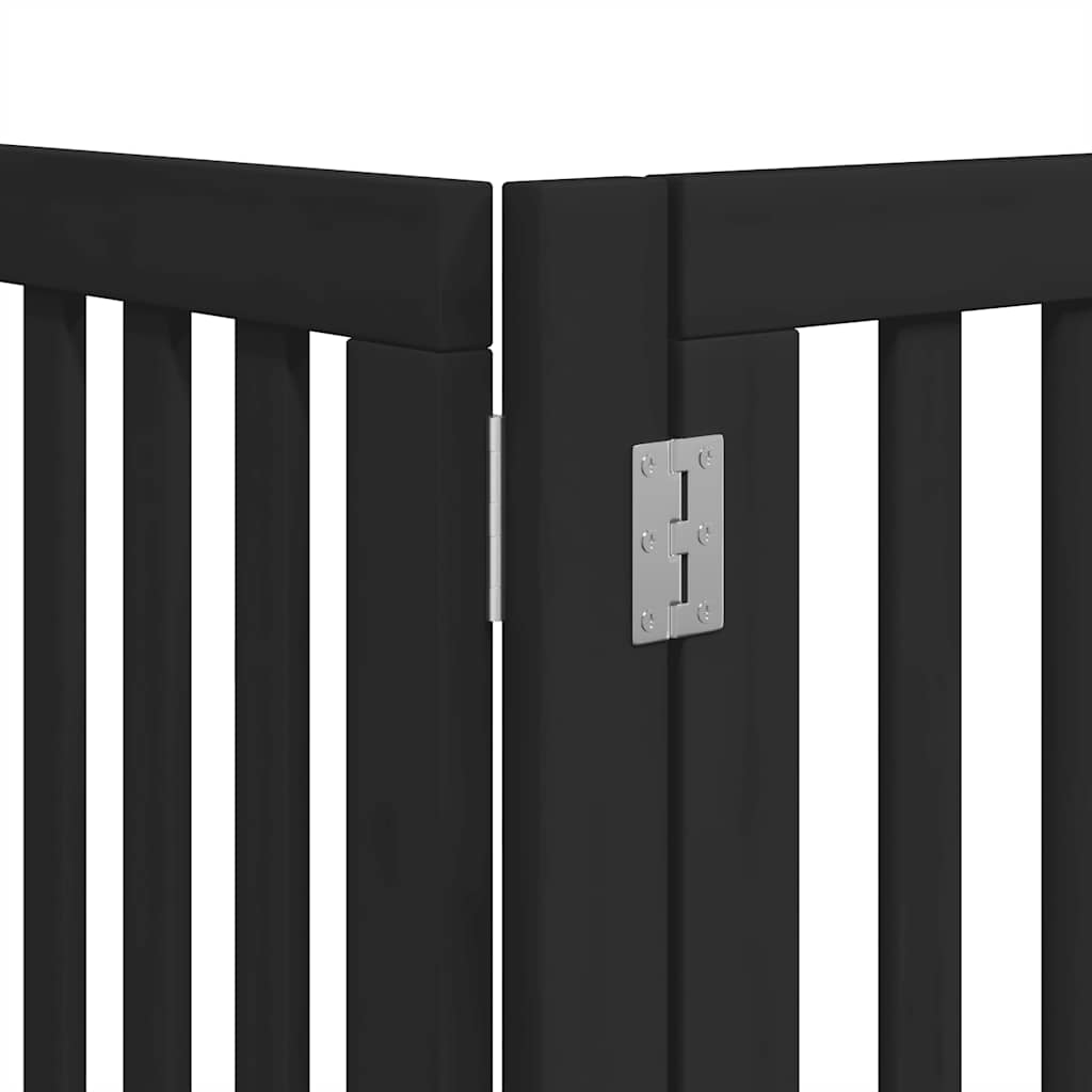 Cancello Cani Porta Pieghevole Nero 12 Pannelli 600 cm Pioppo