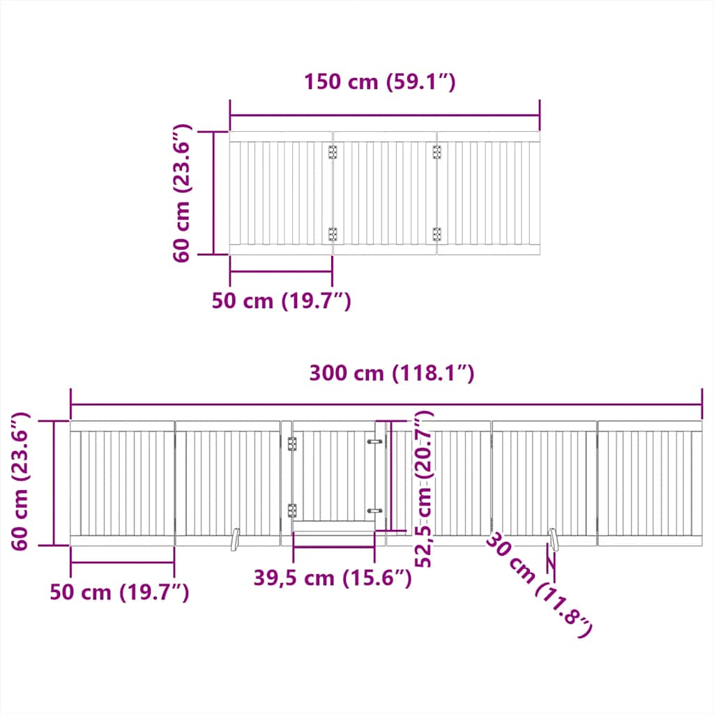 Cancello Cani Porta Pieghevole Nero 15 Pannelli 750 cm Pioppo