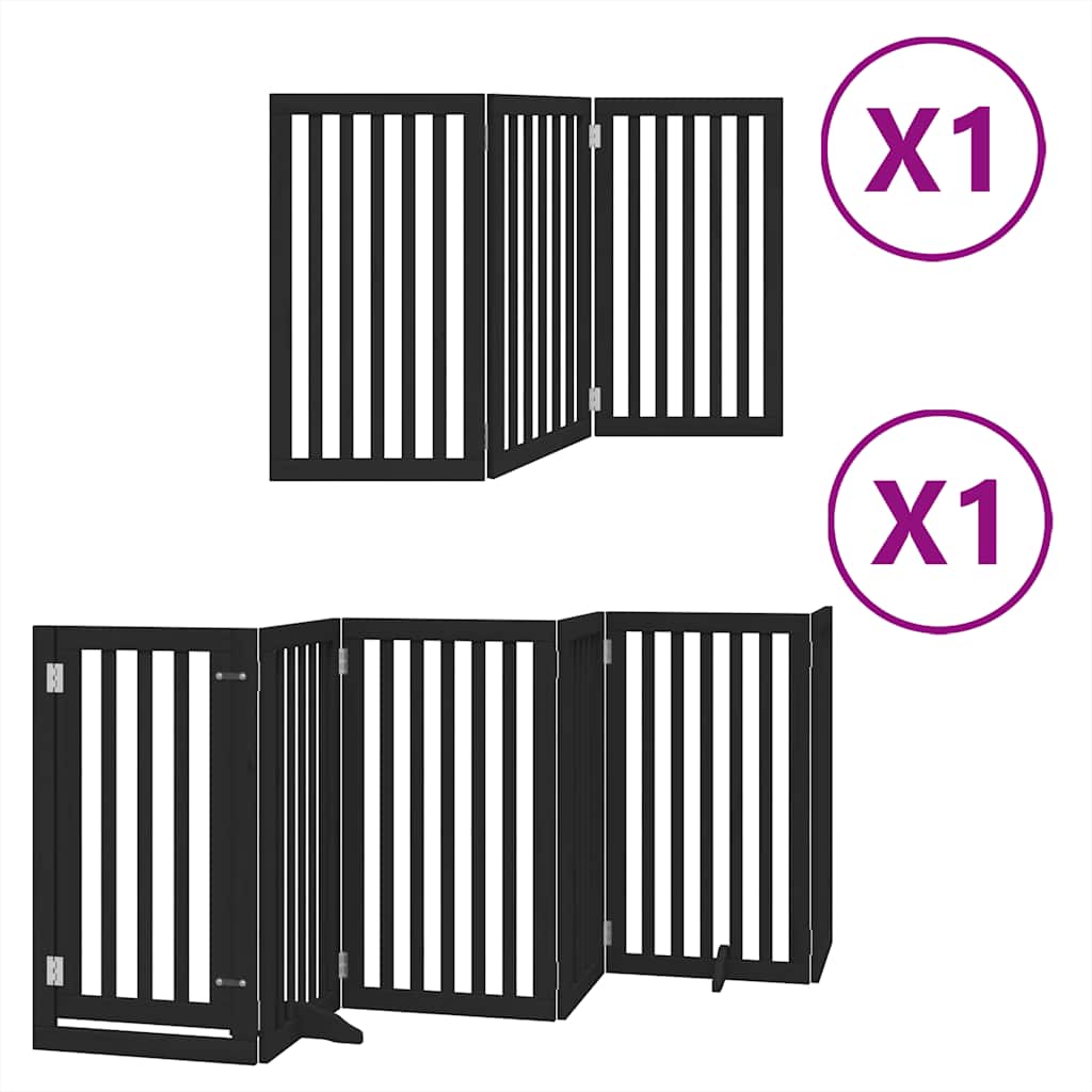 Cancello per Cani Porta Pieghevole Nero 9 Pannelli 450cm Pioppo