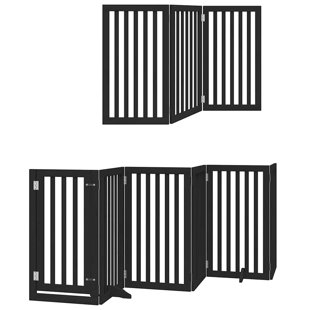 Cancello Cani Porta Pieghevole Nero 15 Pannelli 750 cm Pioppo