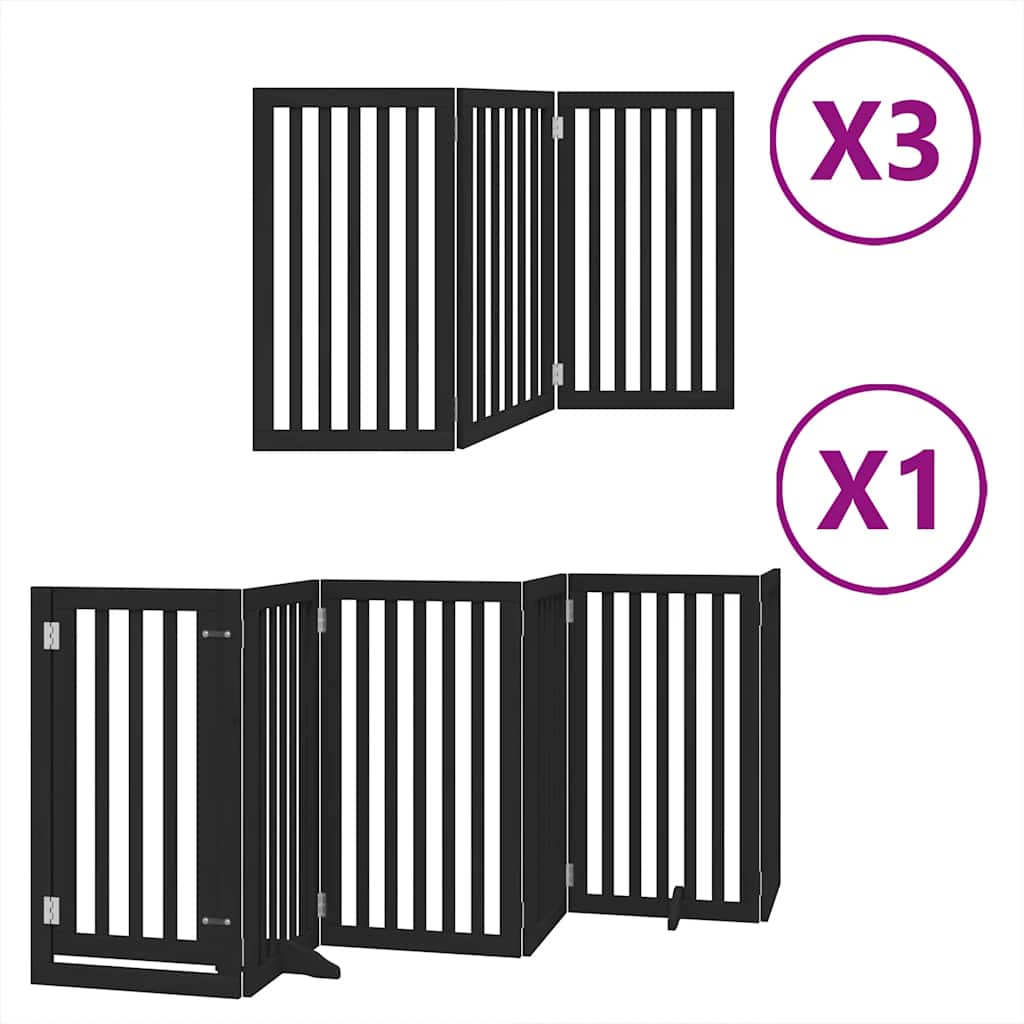 Cancello Cani Porta Pieghevole Nero 15 Pannelli 750 cm Pioppo