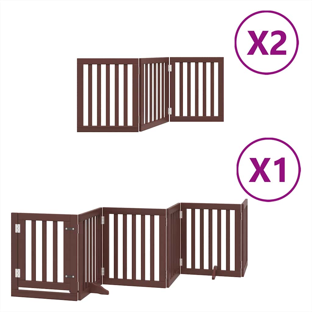 Cancello Cani Porta Pieghevole Marrone 12 Pannelli 600cm Pioppo