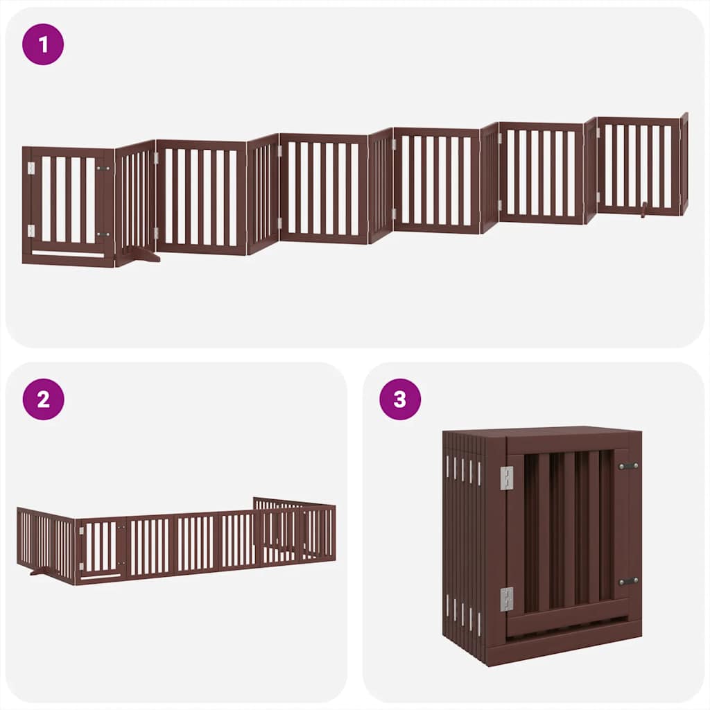 Cancello Cani Porta Pieghevole Marrone 12 Pannelli 600cm Pioppo