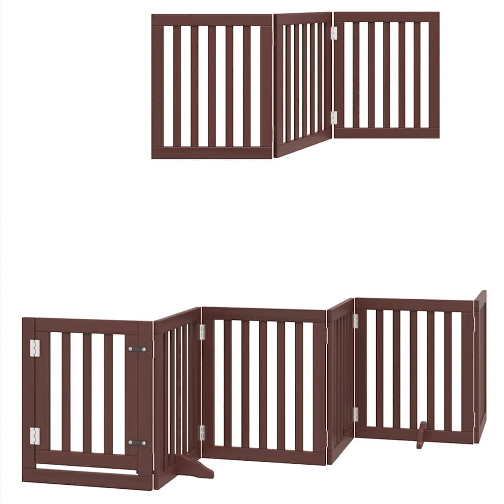 Cancello Cani Porta Pieghevole Marrone 15 Pannelli 750cm Pioppo