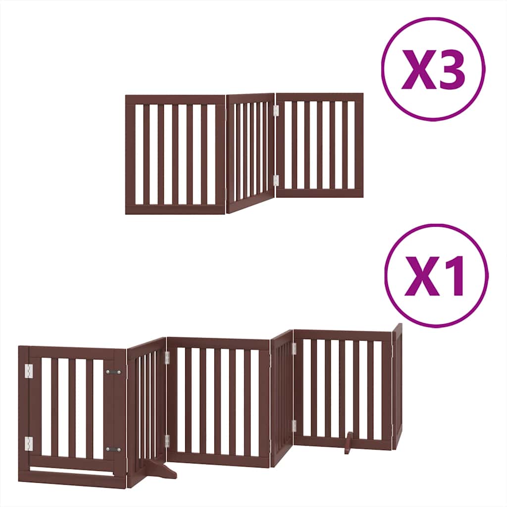 Cancello Cani Porta Pieghevole Marrone 15 Pannelli 750cm Pioppo