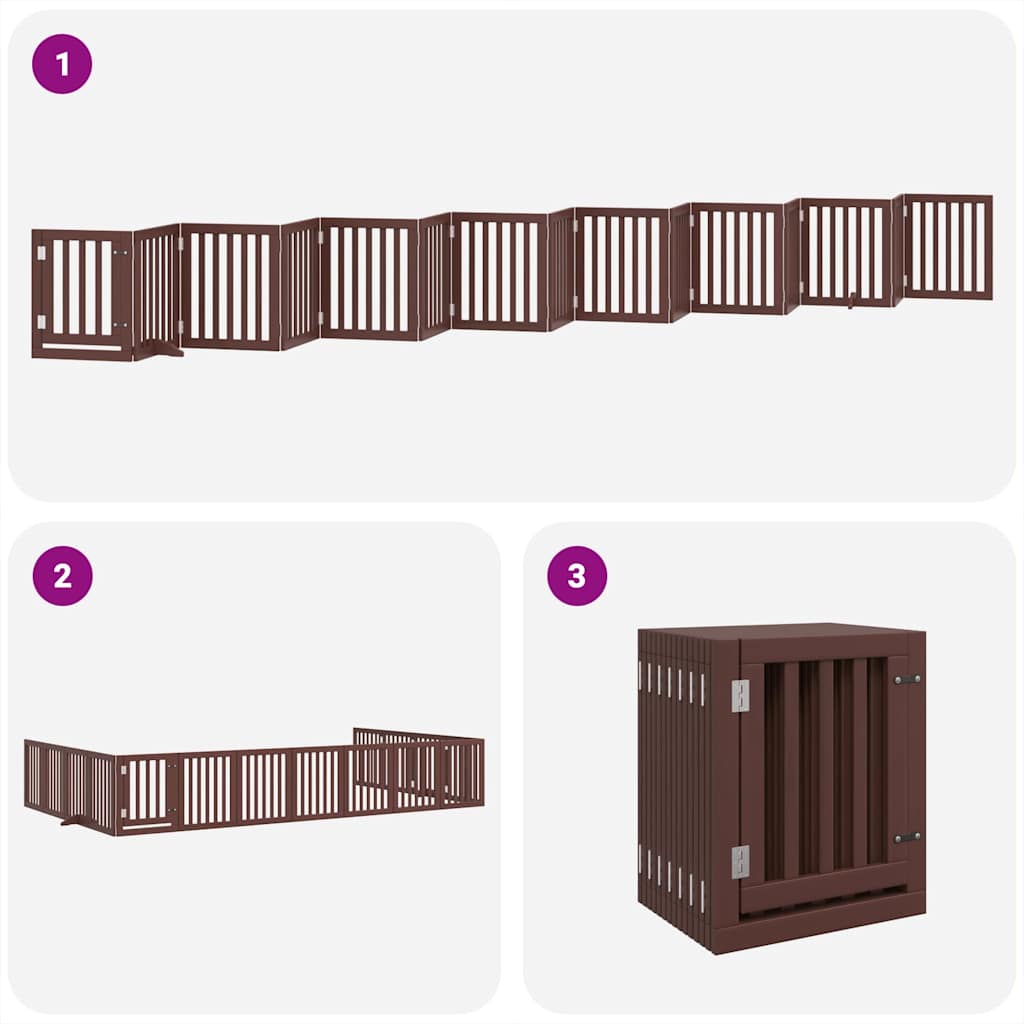 Cancello Cani Porta Pieghevole Marrone 15 Pannelli 750cm Pioppo
