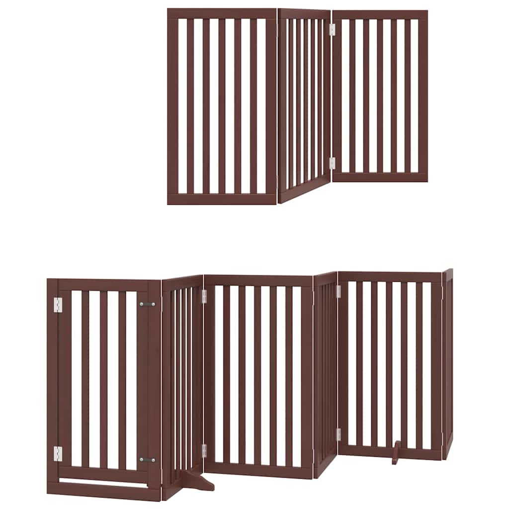 Cancello Cani Porta Pieghevole Marrone 12 Pannelli 600cm Pioppo