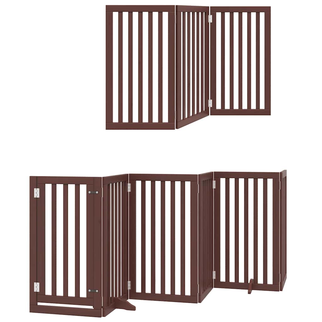 Cancello Cani Porta Pieghevole Marrone 15 Pannelli 750cm Pioppo