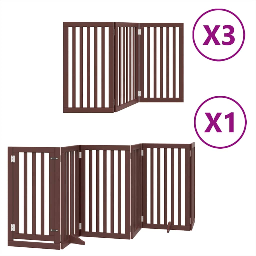 Cancello Cani Porta Pieghevole Marrone 15 Pannelli 750cm Pioppo