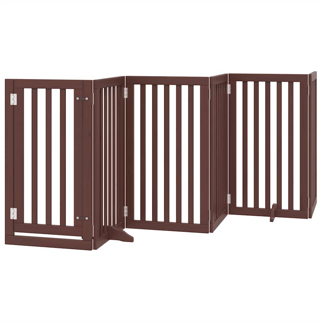 Cancello Cani Porta Pieghevole Marrone 15 Pannelli 750cm Pioppo