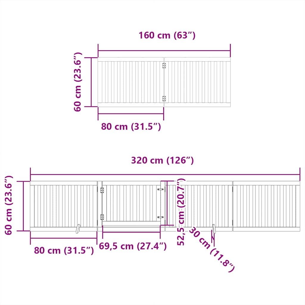 Cancello Cani Porta Pieghevole Bianco 6 Pannelli 480 cm Pioppo