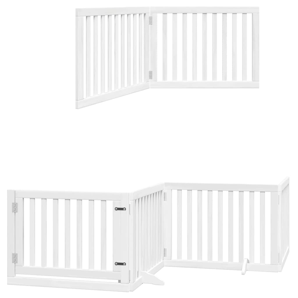 Cancello Cani Porta Pieghevole Bianco 8 Pannelli 640 cm Pioppo