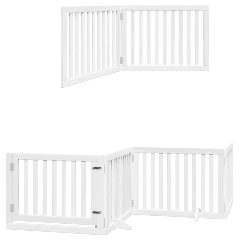 Cancello Cani Porta Pieghevole Bianco 10 Pannelli 800 cm Pioppo