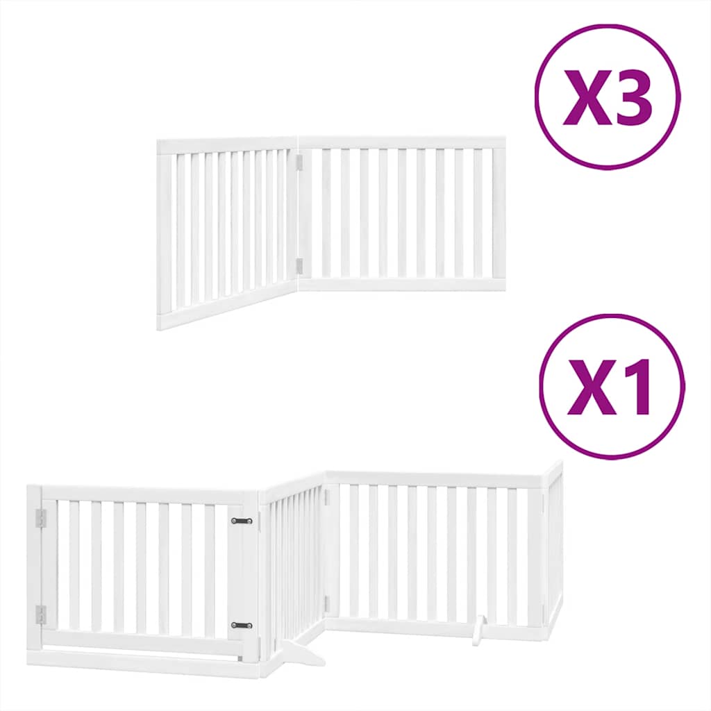 Cancello Cani Porta Pieghevole Bianco 10 Pannelli 800 cm Pioppo