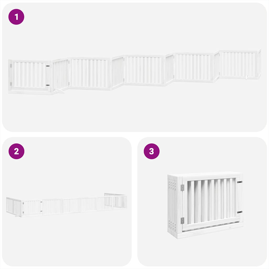 Cancello Cani Porta Pieghevole Bianco 10 Pannelli 800 cm Pioppo