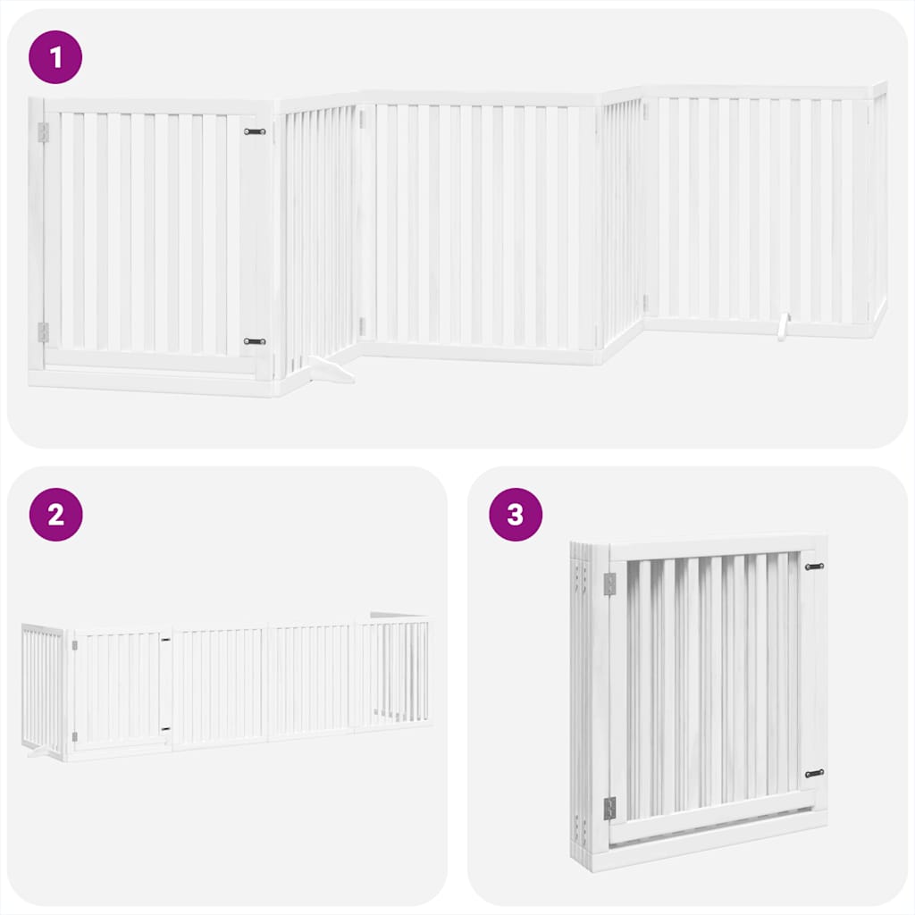 Cancello Cani Porta Pieghevole Bianco 6 Pannelli 480 cm Pioppo
