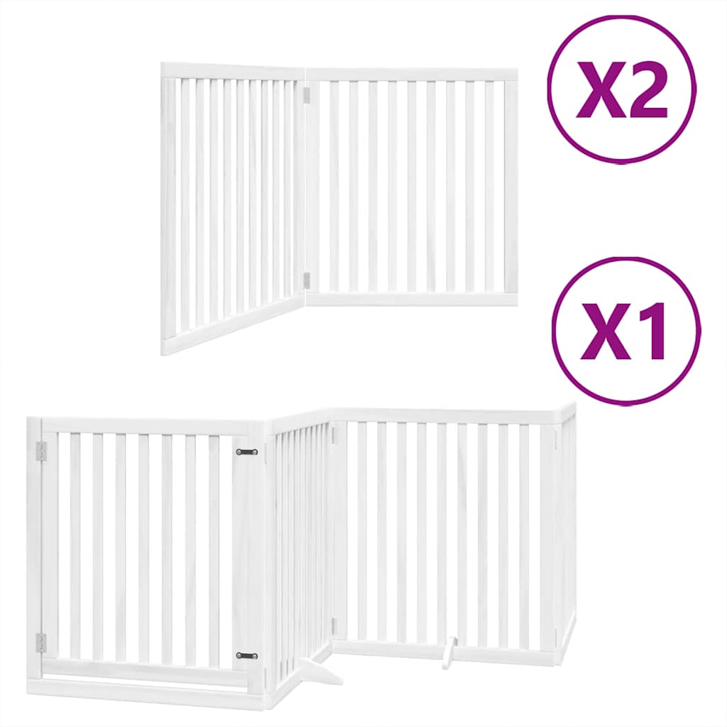 Cancello Cani Porta Pieghevole Bianco 12 Pannelli 640 cm Pioppo