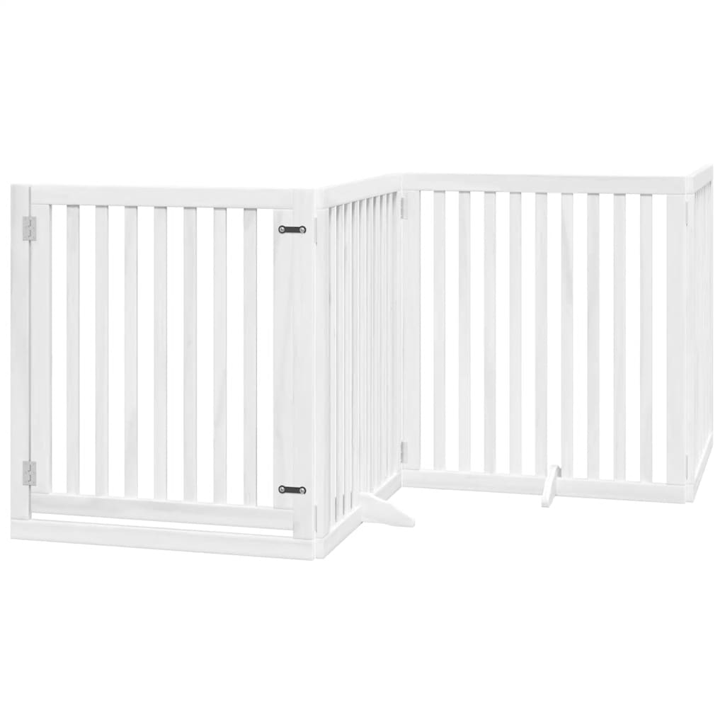 Cancello Cani Porta Pieghevole Bianco 12 Pannelli 640 cm Pioppo
