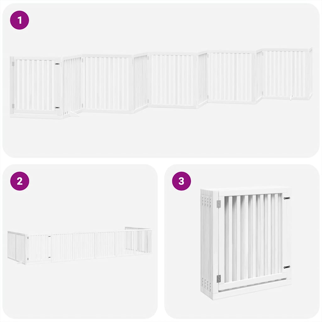 Cancello Cani Porta Pieghevole Bianco 10 Pannelli 800 cm Pioppo