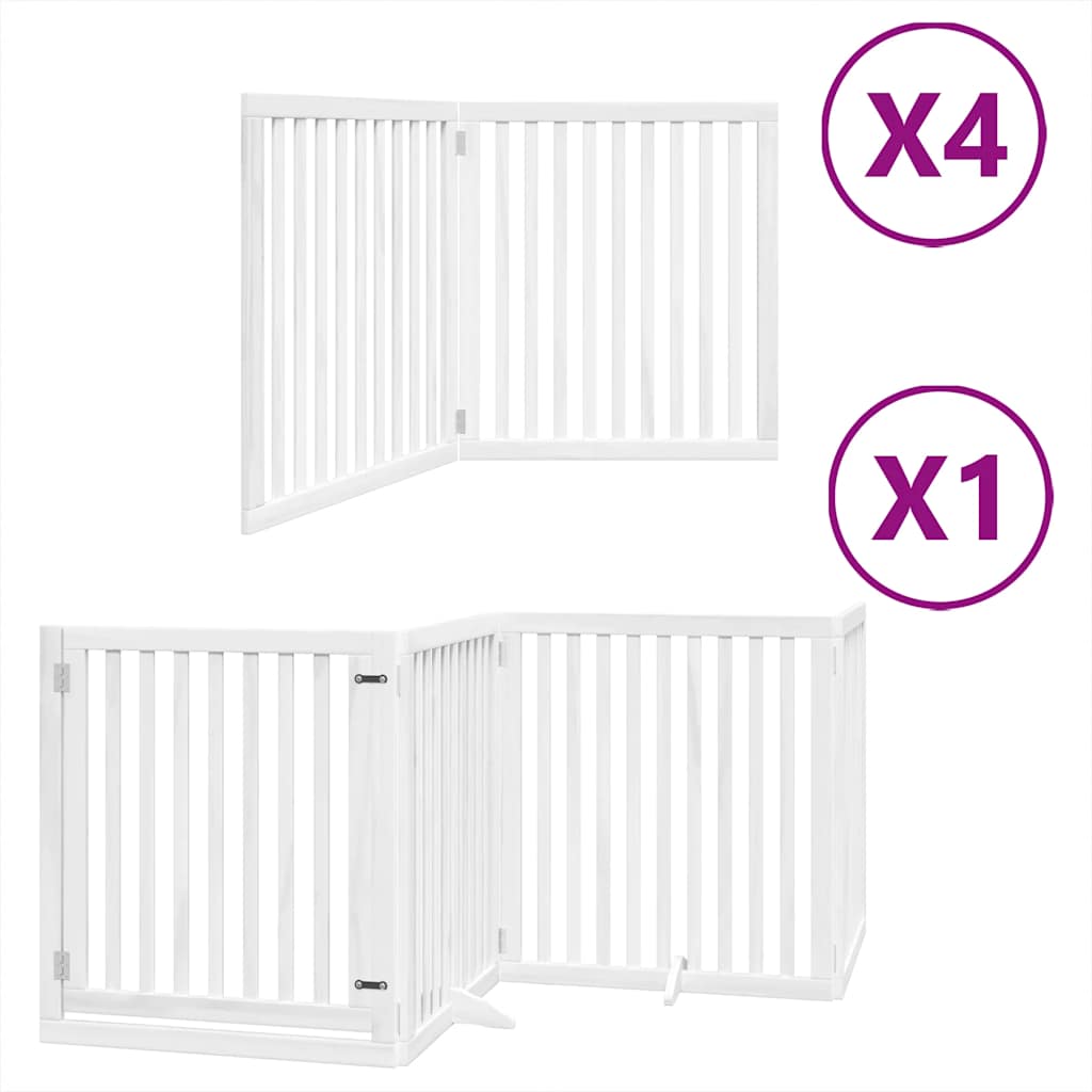 Cancello Cani Porta Pieghevole Bianco 12 Pannelli 960 cm Pioppo