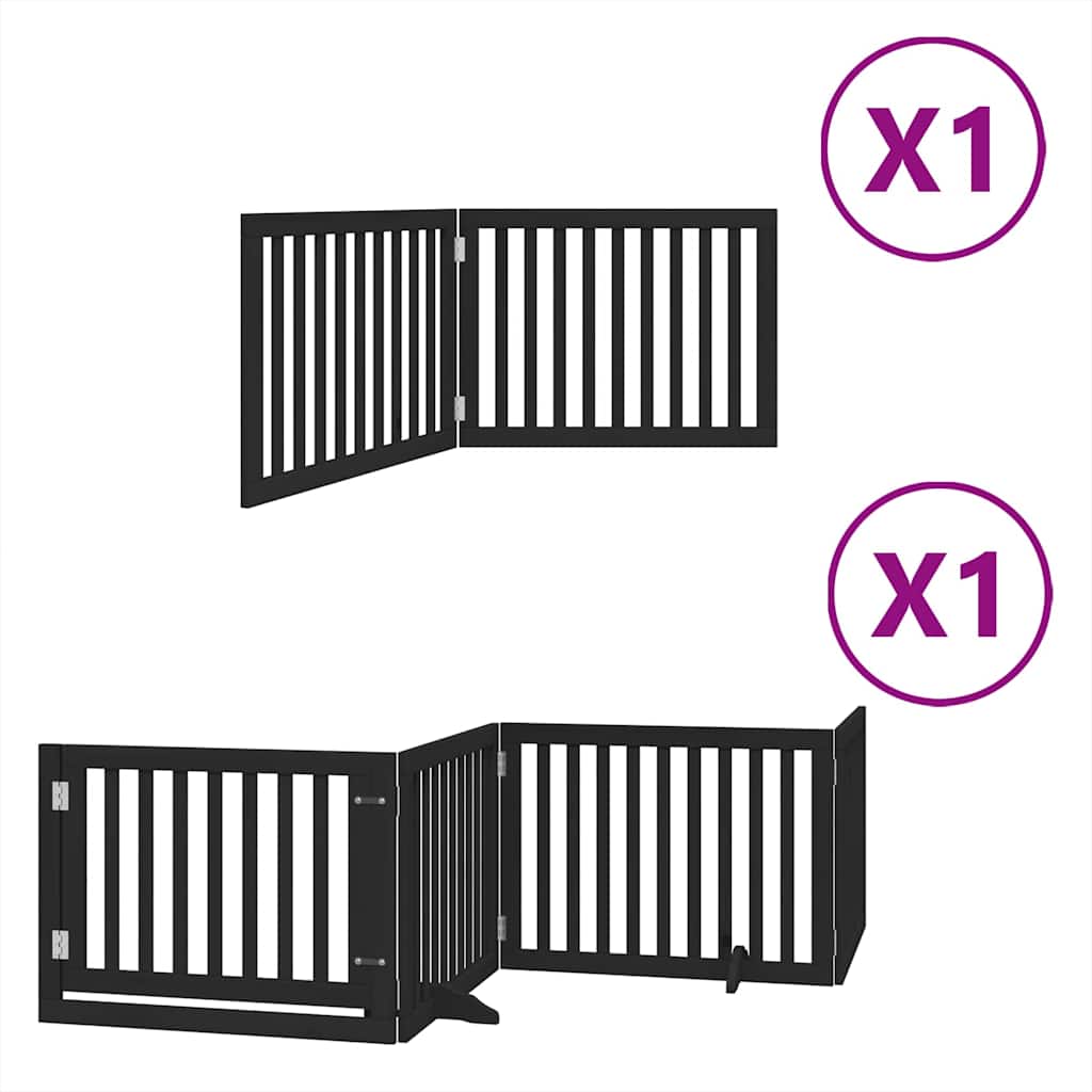 Cancello per Cani Porta Pieghevole Nero 6 Pannelli 480cm Pioppo