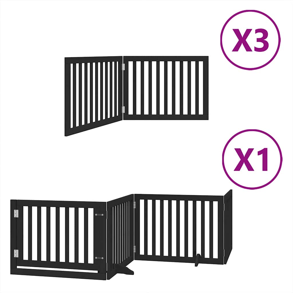 Cancello Cani Porta Pieghevole Nero 10 Pannelli 800 cm Pioppo
